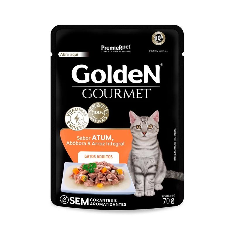 Foto-do-produto-Racao-Umida-Premier-Golden-Gourmet-Gatos-Adultos-Atum-Sache-70g-no-petshop-online-da-Tudo-de-Bicho