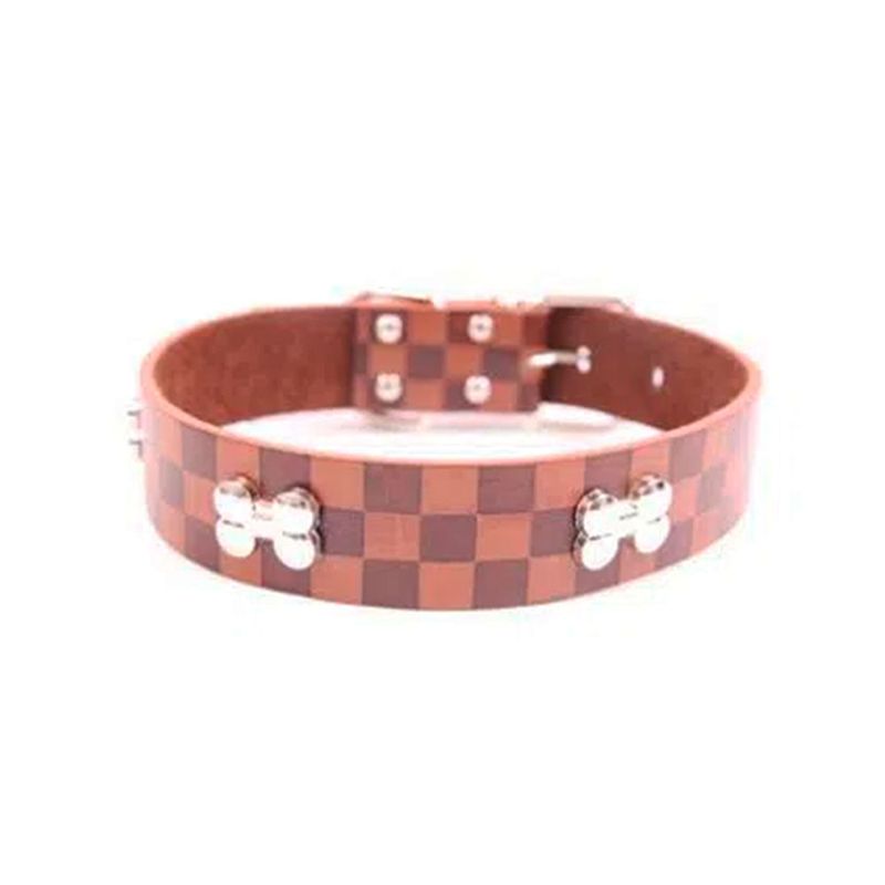 Foto-do-produto-Coleira-Caes-The-Pets-Luxo-Couro-Xadrez-GG-no-petshop-online-da-Tudo-de-Bicho