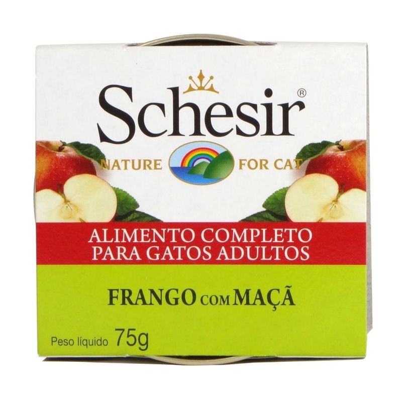 Foto-do-produto-Racao-Umida-Schesir-Pate-Gatos-Frango-com-Maca-75g-no-petshop-online-da-Tudo-de-Bicho