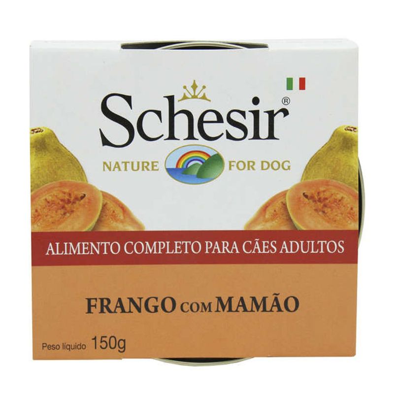 Foto-do-produto-Racao-Umida-Schesir-Pate-Caes-Frango-com-Mamao-150g-no-petshop-online-da-Tudo-de-Bicho