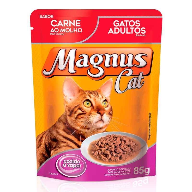 Foto-do-produto-Racao-Umida-Magnus-Gatos-Adultos-Carne-Sache-85g-no-petshop-online-da-Tudo-de-Bicho