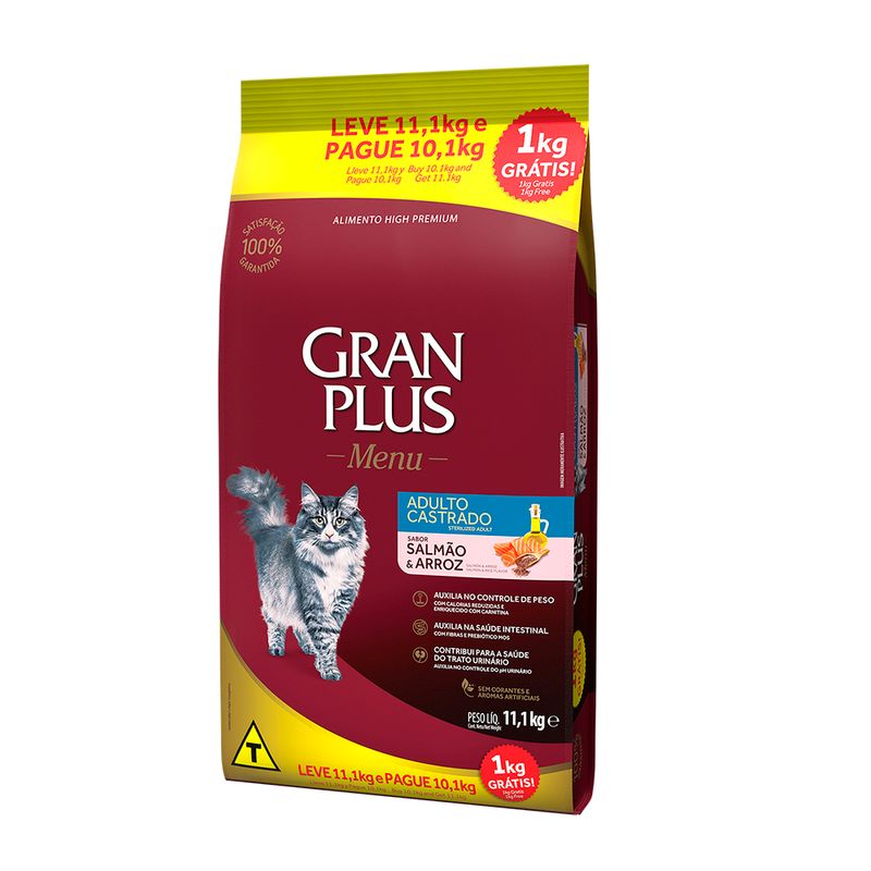 Foto-do-produto-Racao-Gran-Plus-Gatos-Menu-Adultos-Castrados-Salmao-e-Arroz-Leve-111kg-e-Pague-101kg-no-petshop-online-da-Tudo-de-Bicho