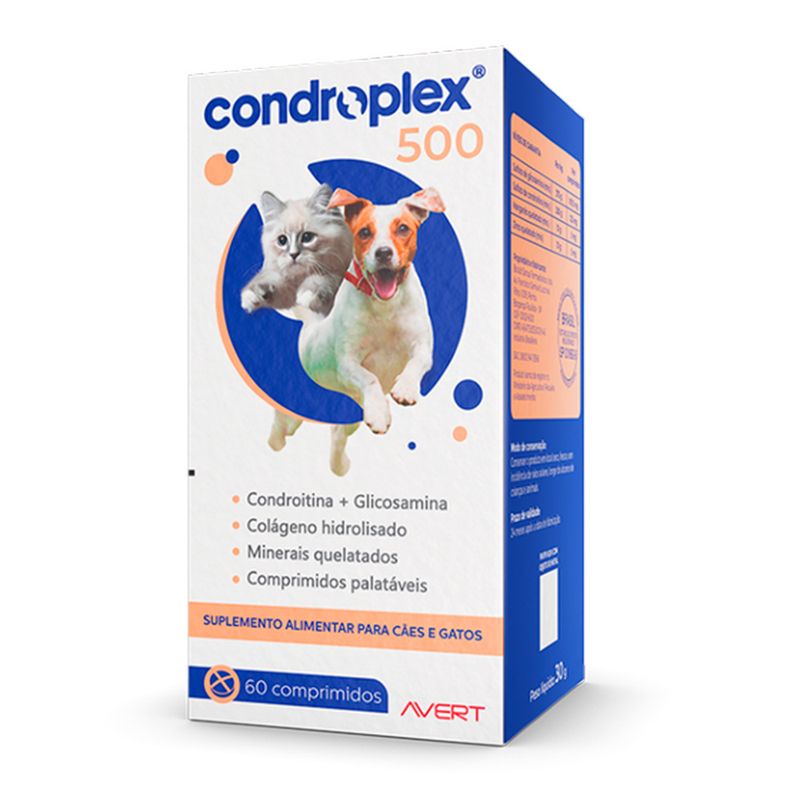 Foto-do-produto-Suplemento-Alimentar-Avert-Condroplex-500-para-Caes-e-Gatos-60-comprimidos-no-petshop-online-da-Tudo-de-Bicho