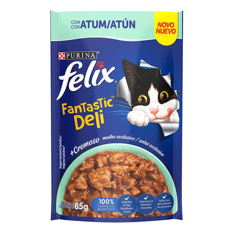 Foto-do-produto-Racao-Umida-Nestle-Purina-Gatos-Felix-Fantastic-Tiritas-Atum-Sache-85g-no-petshop-online-da-Tudo-de-Bicho