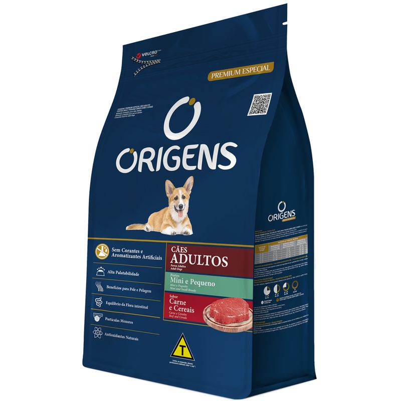 Foto-do-produto-Racao-Origens-Caes-Adultos-Carne-e-Cereais-Racas-Mini-e-Pequena-1kg-no-petshop-online-da-Tudo-de-Bicho
