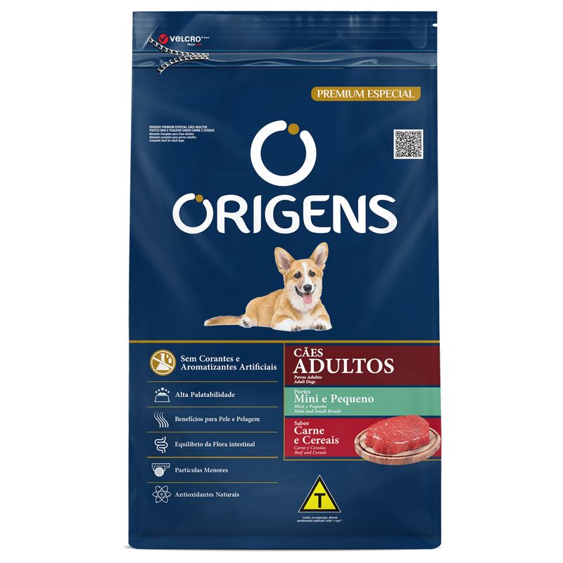 Foto-do-produto-Racao-Origens-Caes-Adultos-Carne-e-Cereais-Racas-Mini-e-Pequena-1kg-no-petshop-online-da-Tudo-de-Bicho