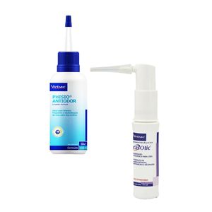 Kit Otológico Virbac Phisio Limpador Auricular + Phisio Anti Odor