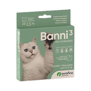 Antipulgas e Vermífugo Para Gatos Banni 3 Ouro Fino