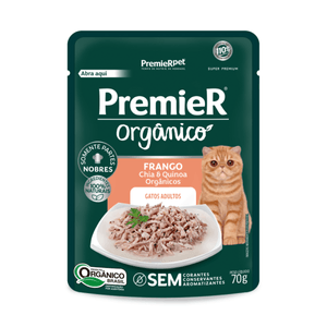 Ração Úmida Premier Gourmet Gatos Adultos Sache Orgânico Frango