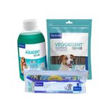 Foto-do-produto-Kit-Bucal-Virbac-Veggiedent-Fresh---Saude-Oral-Virbac---Aquadent-Fresh--no-petshop-online-da-Tudo-de-Bicho