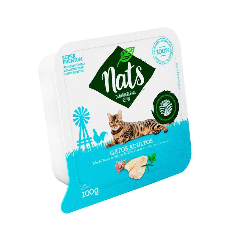 Foto-do-produto-Racao-Nats-Para-Gatos-Adultos-Umida-Peixe-e-Ervas-Finas-100g-no-petshop-online-da-Tudo-de-Bicho