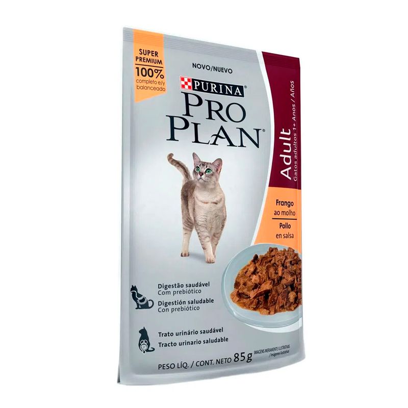 Foto-do-produto-Racao-Umida-Nestle-Purina-Gatos-Pro-Plan-Adultos-Frango-Sache-85g-no-pet-shop-online-da-Tudo-de-Bicho