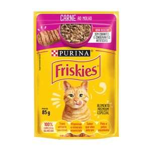 Ração Úmida Nestle Purina Gatos Friskies Carne ao Molho Sachê