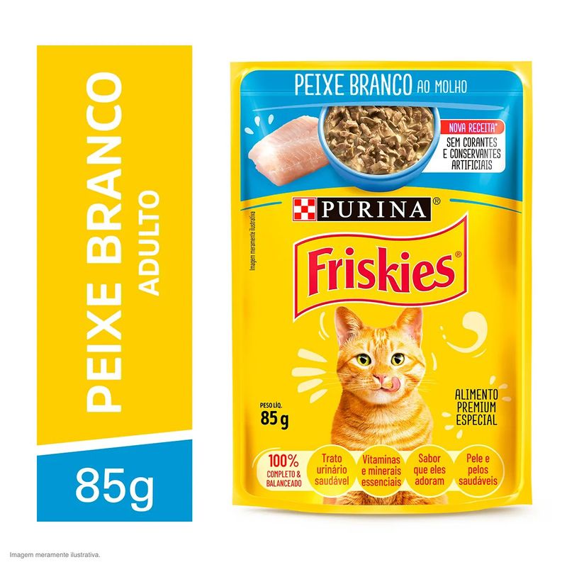 Foto-do-produto-Racao-Umida-Nestle-Purina-Gatos-Friskies-Peixe-Branco-ao-Molho-Sache-85g-no-pet-shop-online-da-Tudo-de-Bicho