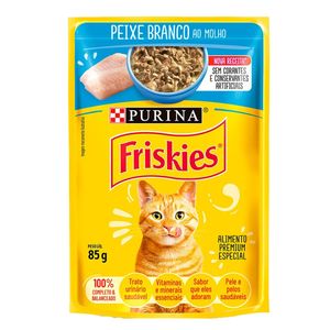 Ração Úmida Nestle Purina Gatos Friskies Peixe Branco ao Molho Sachê