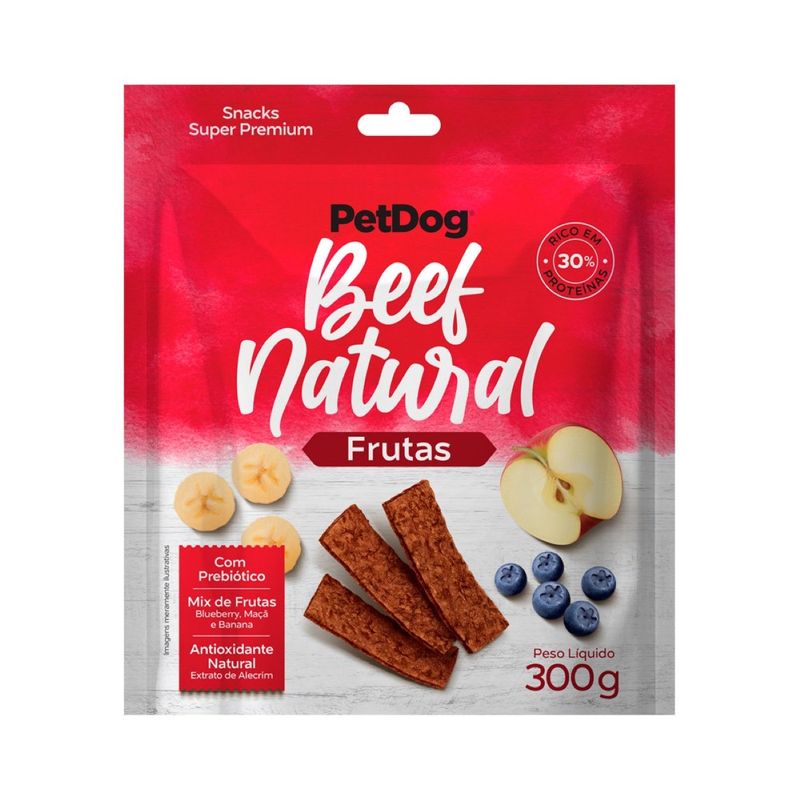 Foto-do-produto-Bifinho-para-Caes-PetDog-Beef-Natural-Frutas-300g-no-pet-shop-online-da-Tudo-de-Bicho