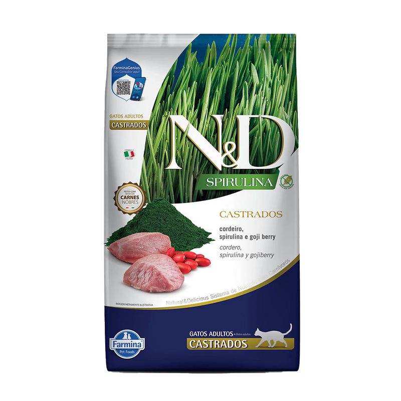 Foto-do-produto-Racao-ND-Spirulina-para-Gatos-Adultos-Castrados-Cordeiro-15kg-no-pet-shop-online-da-Tudo-de-Bicho