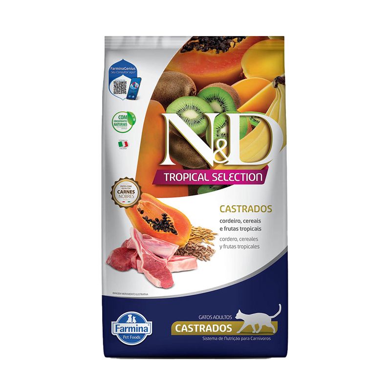Foto-do-produto-Racao-ND-Tropical-Selection-para-Gatos-Castrados-Cordeiro-7kg-no-pet-shop-online-da-Tudo-de-Bicho