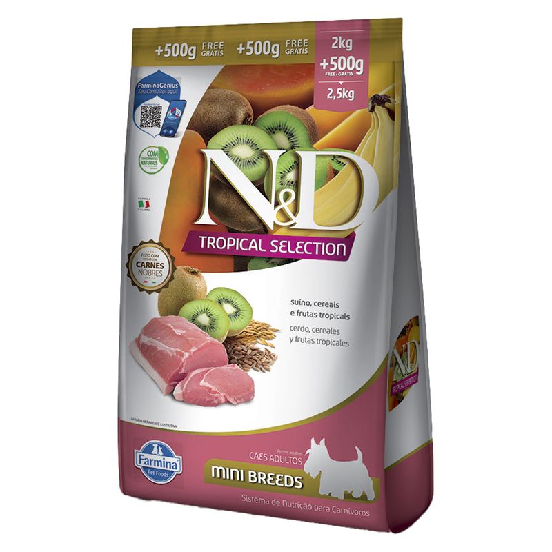 Foto-do-produto-Racao-ND-Tropical-Selection-Para-Caes-adultos-Mini-Suino-Leve-25kg-e-Pague-2kg-no-pet-shop-online-da-Tudo-de-Bicho