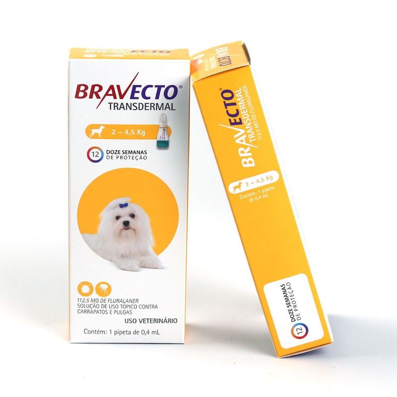 Foto do produto Antipulgas e Carrapatos MSD Bravecto Transdermal para Cães de 2 a 4,5kg (112,5mg) no pet shop online da Tudo de Bicho