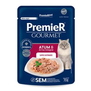 Ração Úmida Premier Gourmet Gatos Adultos Castrados Atum E Arroz Integral