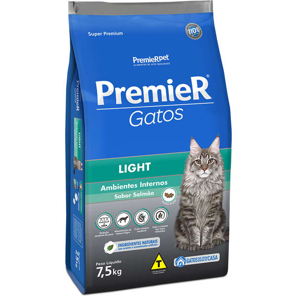 Foto-do-produto-Racao-Premier-Gatos-Adultos-Light-Ambientes-Internos-Salmao-75kg-no-petshop-online-da-Tudo-de-Bicho