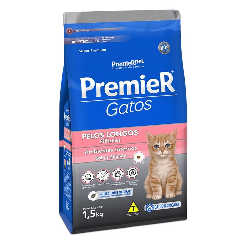 Foto-do-produto-Racao-Premier-Gatos-Filhotes-Pelos-Longos-Ambientes-Internos-Salmao-15kg-no-petshop-online-da-Tudo-de-Bicho