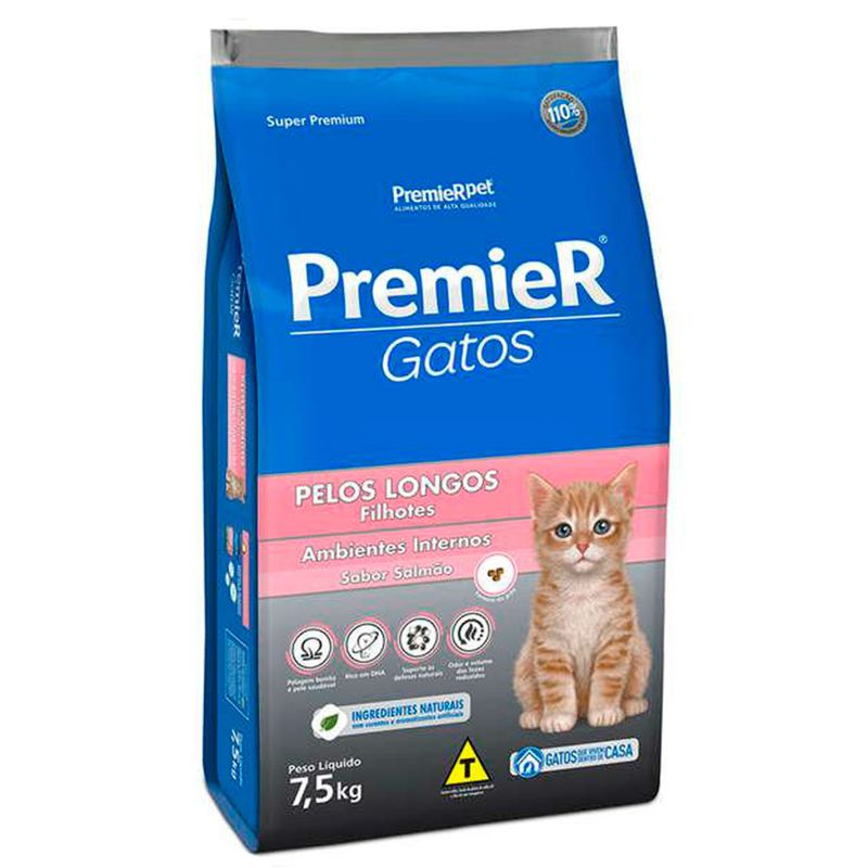 Foto-do-produto-Racao-Premier-Gatos-Filhotes-Pelos-Longos-Ambientes-Internos-Salmao-75kg-no-petshop-online-da-Tudo-de-Bicho