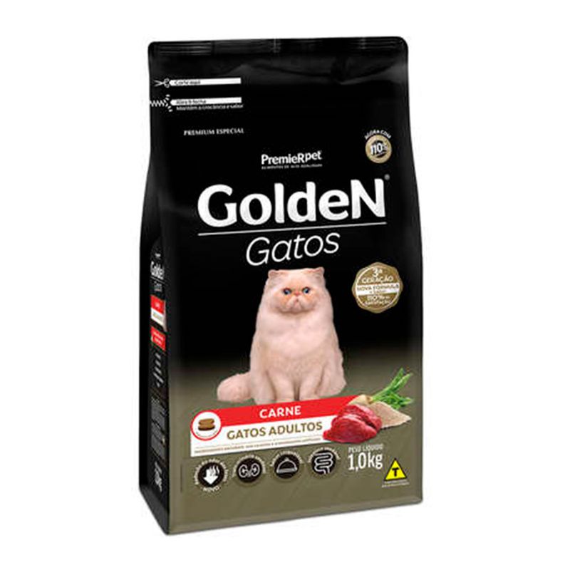 Foto-do-produto-Racao-Premier-Golden-para-Gatos-Adultos-Carne-1kg-no-petshop-online-da-Tudo-de-Bicho