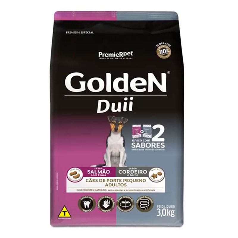 Foto-do-produto-Racao-Premier-Golden-Duii-Caes-Adultos-de-Porte-Pequeno-e-Mini-Salmao-e-Cordeiro-3kg-no-petshop-online-da-Tudo-de-Bicho