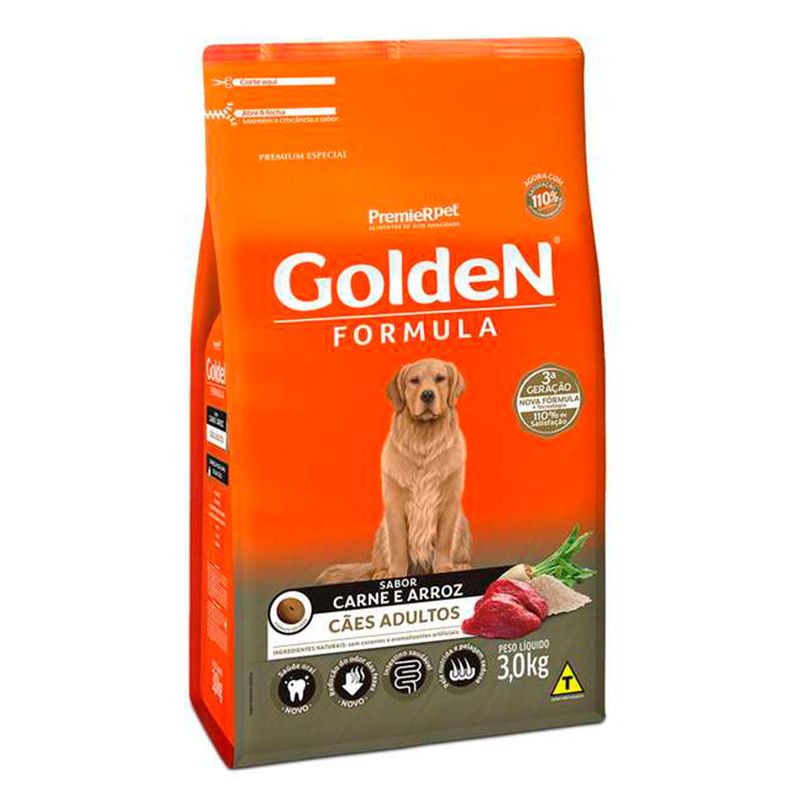 Foto-do-produto-Racao-Premier-Golden-Formula-Caes-Adultos-Carne-e-Arroz-3kg-no-petshop-online-da-Tudo-de-Bicho