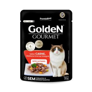 Ração Úmida Premier Golden Gourmet Gatos Castrados Adultos Carne Sachê