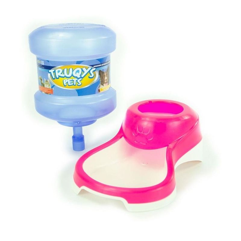 Foto-do-produto-Kit-Bandeja-Truqys-Pets-Comedouro-e-Bebedouro-Design-Inclinado-Rosa-2-Litros-no-petshop-online-da-Tudo-de-Bicho