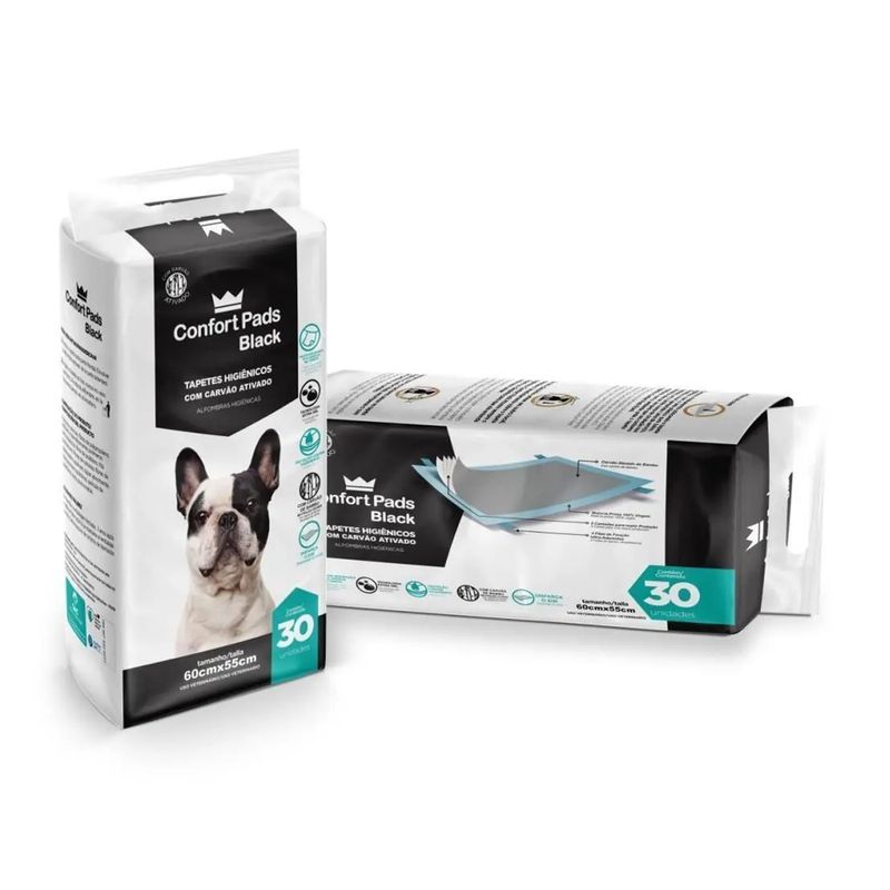 Foto-do-produto-Tapete-Higienico-60X55Cm-Confort-Pads-Black-30-Unidades-no-petshop-online-da-Tudo-de-Bicho