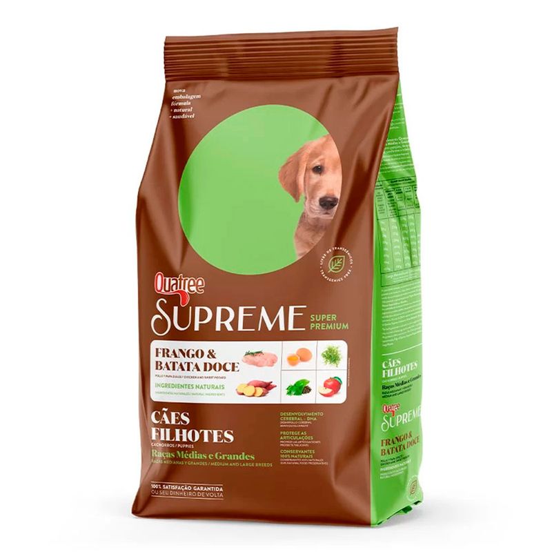 Foto-do-produto-Racao-Quatree-Supreme-Caes-Filhotes-Racas-Medias-e-Grandes-Frango-e-Batata-Doce---101kg-no-pet-shop-online-da-Tudo-de-Bicho