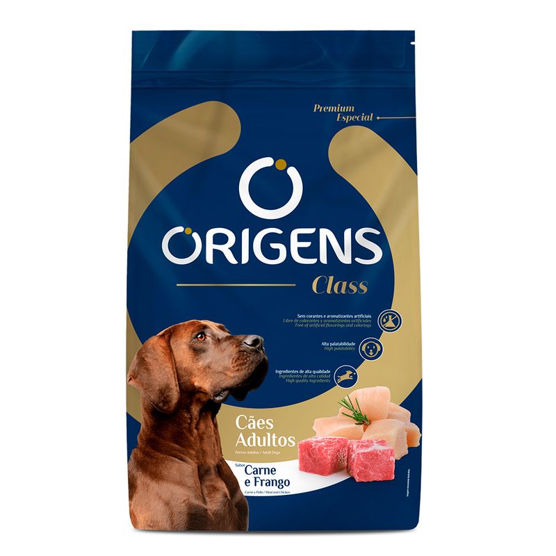 Foto-do-produto-Racao-Origens-Class-Caes-Adultos-Carne-e-Frango-15kg-no-pet-shop-online-da-Tudo-de-Bicho