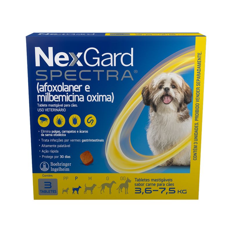 Foto-do-produto-Antipulgas-e-Carrapatos-Nexgard-Spectra-com-3-Tabletes-para-Caes-de-36-a-75kg-no-pet-shop-online-da-Tudo-de-Bicho