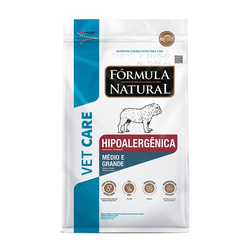 Foto-do-produto-Racao-Formula-Natural-Vet-Care-Caes-Hipoalergenica-Racas-Medias-e-Grande-101kg-no-pet-shop-online-da-Tudo-de-Bicho