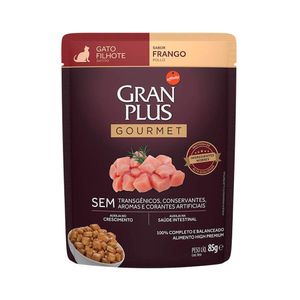 Ração Úmida Gran Plus Gourmet Gatos Filhotes Frango Sachê