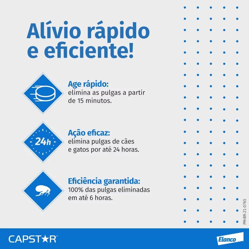 Foto do produto Antipulgas Capstar 57mg Para Cães De 11,4kg a 57kg C/6 Comprimidos no pet shop online da Tudo de Bicho