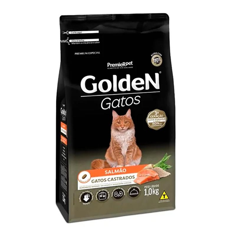 Foto-do-produto-Racao-Premier-Golden-para-Gatos-Adultos-Castrados-Salmao-1kg-no-pet-shop-online-da-Tudo-de-Bicho