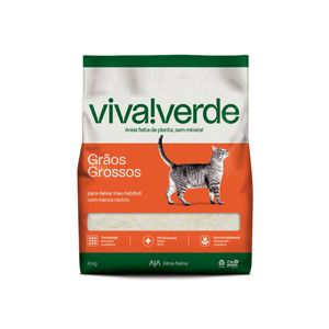 Areia Higiênica Viva Verde Grãos Grossos Gatos