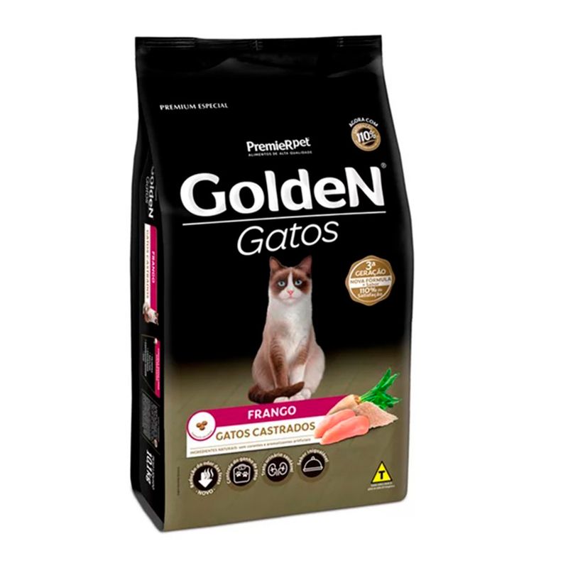 Foto-do-produto-Racao-Premier-Golden-para-Gatos-Adultos-Castrados-Frango-3kg-no-pet-shop-online-da-Tudo-de-Bicho