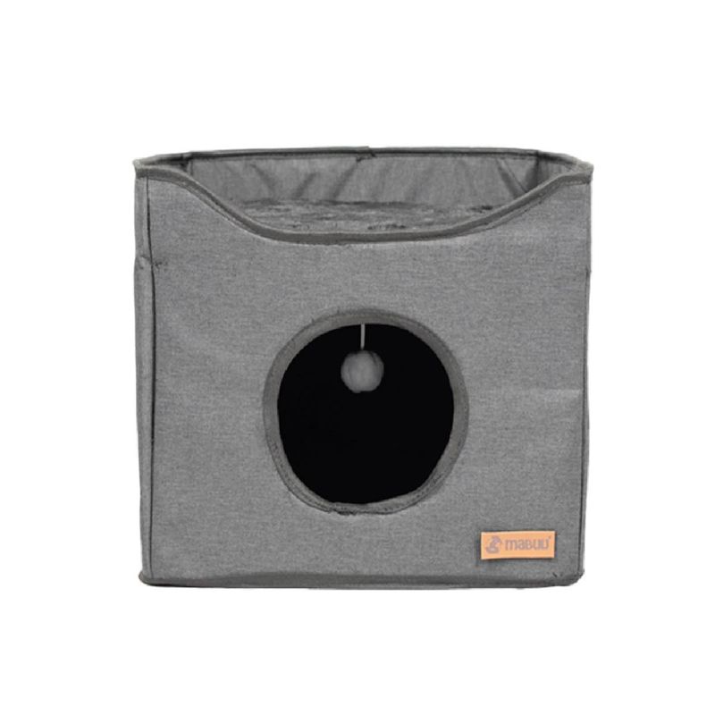 Foto-do-produto-Cabana-Dobravel-para-Gato-Mabuu-Pet-2-em-1-Cinza-no-pet-shop-online-da-Tudo-de-Bicho