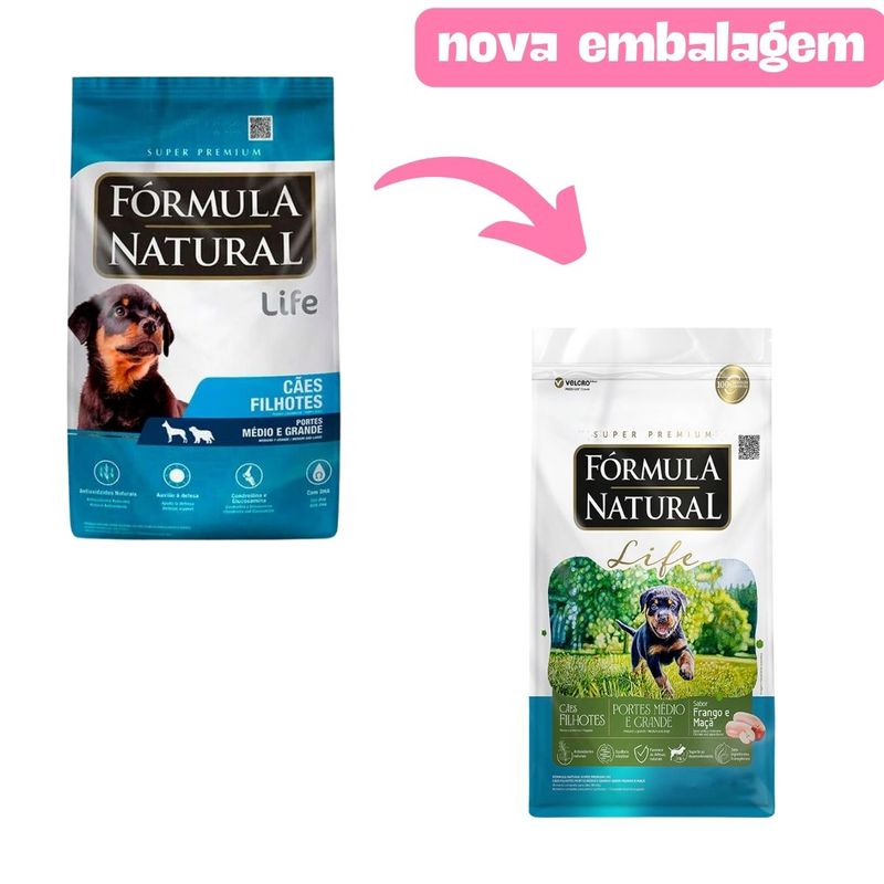 Foto do produto Ração Fórmula Natural Cães Filhotes Raças Médias e Grande 7kg no pet shop online da Tudo de Bicho