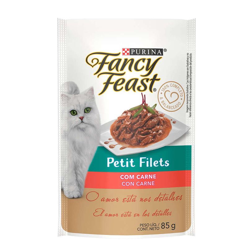 Foto-do-produto-Racao-Umida-Nestle-Purina-Gatos-Fancy-Feast-Petit-Filet-Carne-Sache-85g-no-pet-shop-online-da-Tudo-de-Bicho