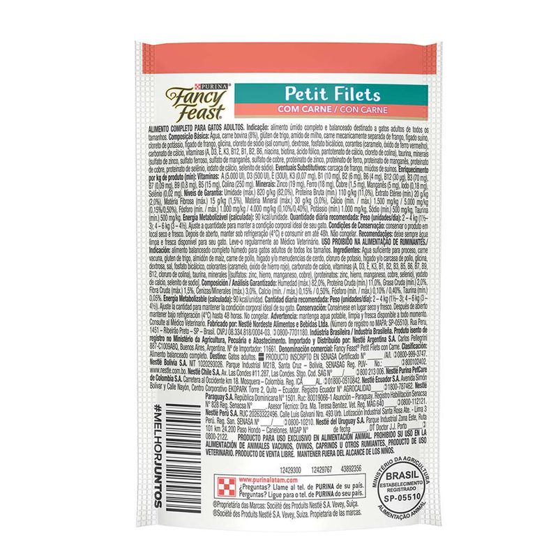 Foto-do-produto-Racao-Umida-Nestle-Purina-Gatos-Fancy-Feast-Petit-Filet-Carne-Sache-85g-no-pet-shop-online-da-Tudo-de-Bicho