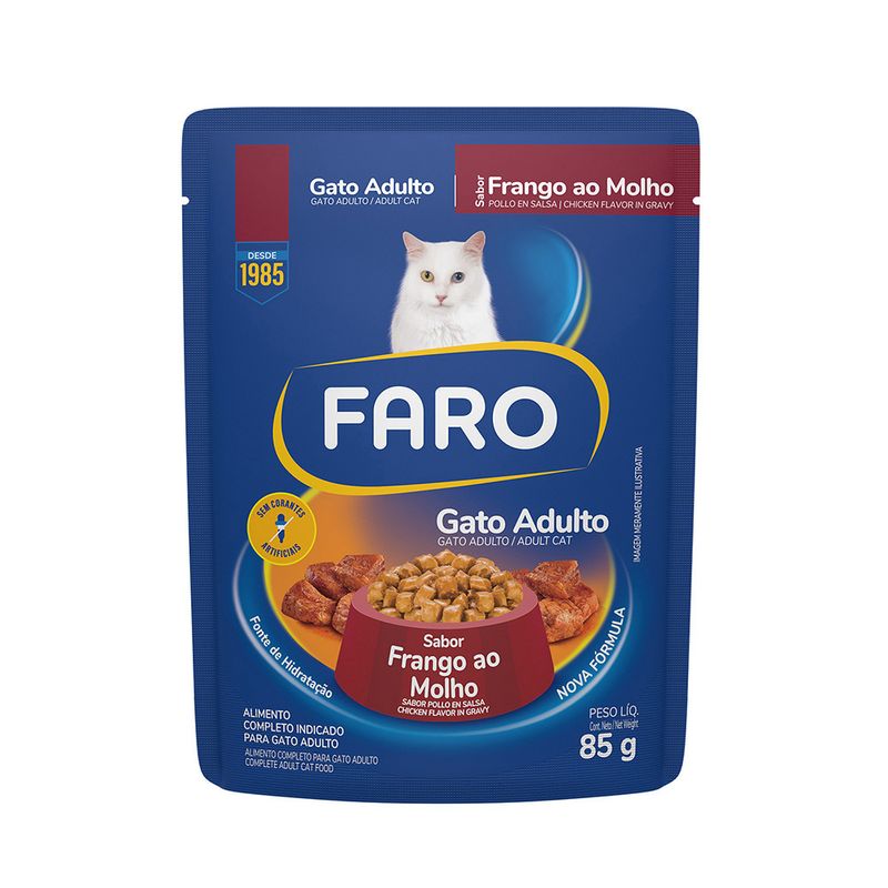 Foto-do-produto-Racao-Umida-Faro-para-Gatos-Adultos-Sabor-frango-Sache-85g-no-pet-shop-online-da-Tudo-de-Bicho