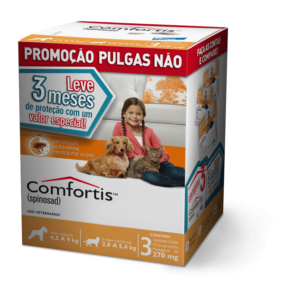 Antipulgas Comfortis para Cães de 4 a 9Kg e Gatos de 2 a 5Kg 270mg