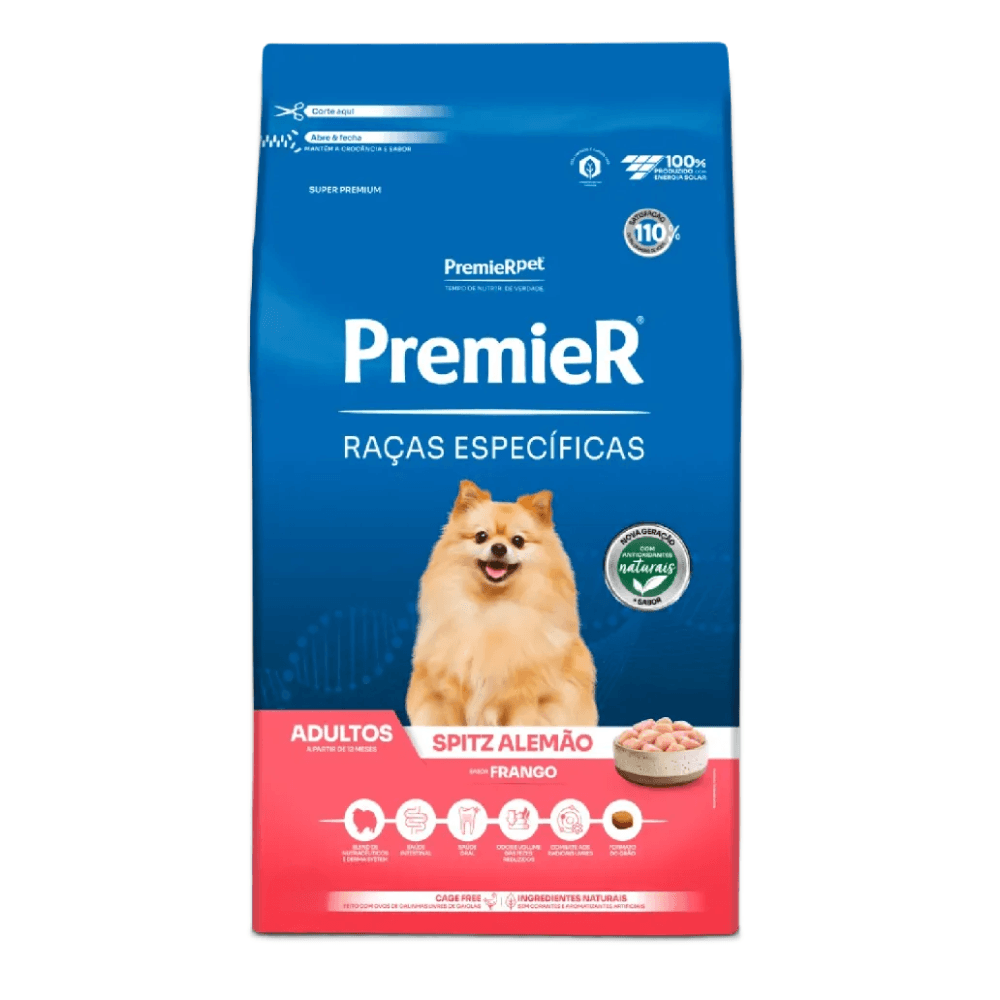 Ração Seca Premier para Cães Adultos Raça Spitz Alemão Frango 1kg